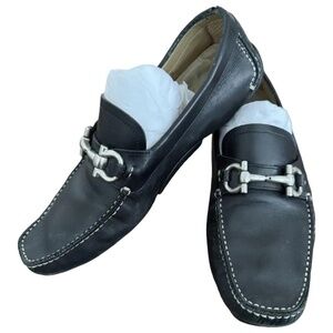 SALVATORE FERRAGAMO Black Leather Loafers